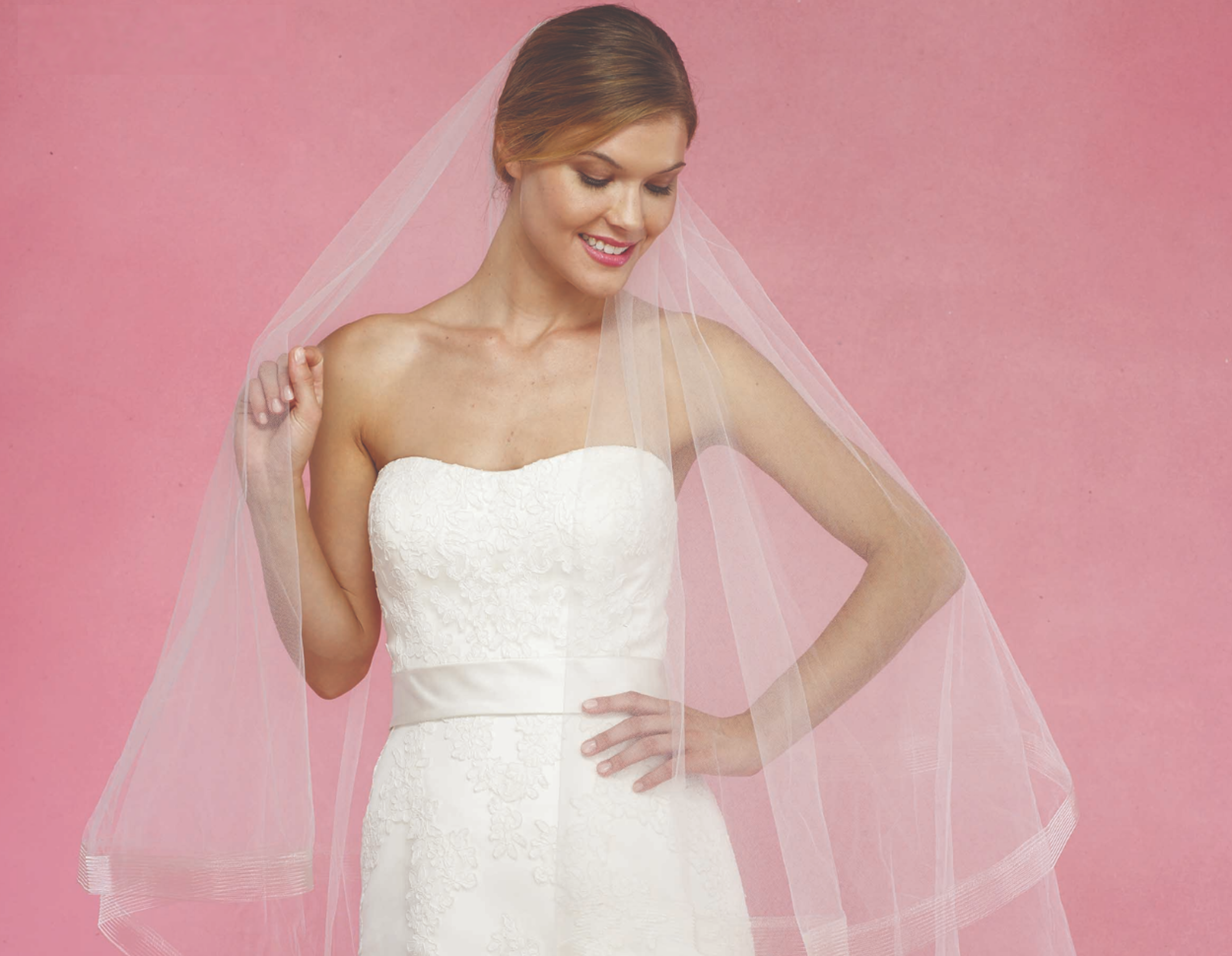 Model wearing Romantic Bridal Pearl Dress